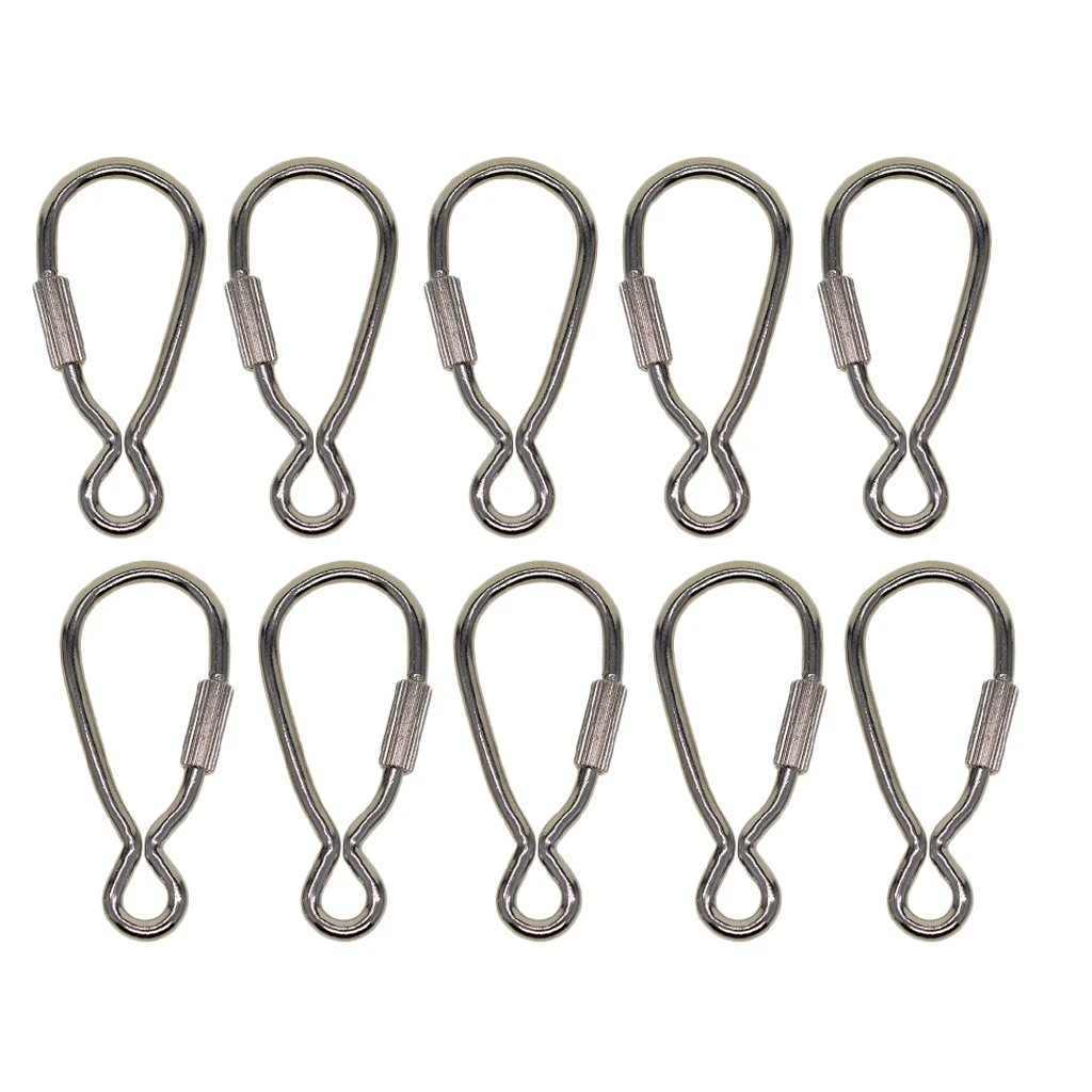 10 Pieces Durable Steel Screw Lock Carabiner Buckle Clip Keychain Hiking Climbing Backpack Key Ring Hook, 46x21mm