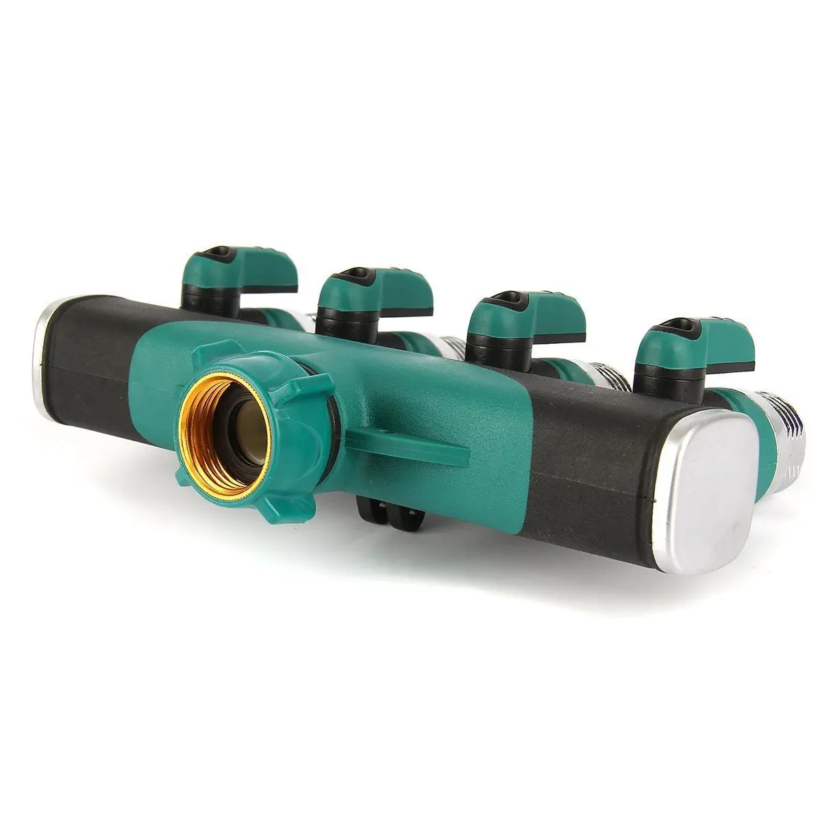 JX-LCLYL 4-Way Water Tap to Hose Connector Heavy Duty Garden Water Hose Splitter Green