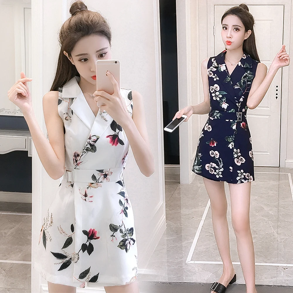 2019 Summer New Korean Women Sleeveless Jumpsuit Flora Printing Short Bodysuit Sexy Rompers Womens jumpsuit Combinaison Femme 2019 Summer New Korean Women Sleeveless Jumpsuit Flora Printing Short Bodysuit Sexy Rompers Womens jumpsuit Combinaison Femme
