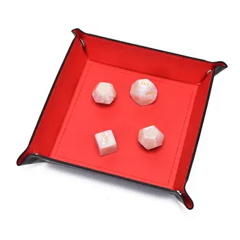 

Key Wallet Coin Box Tray Desktop Storage Box Dice Table Foldable Storage Box PU Leather Quadrilateral Tray For Games