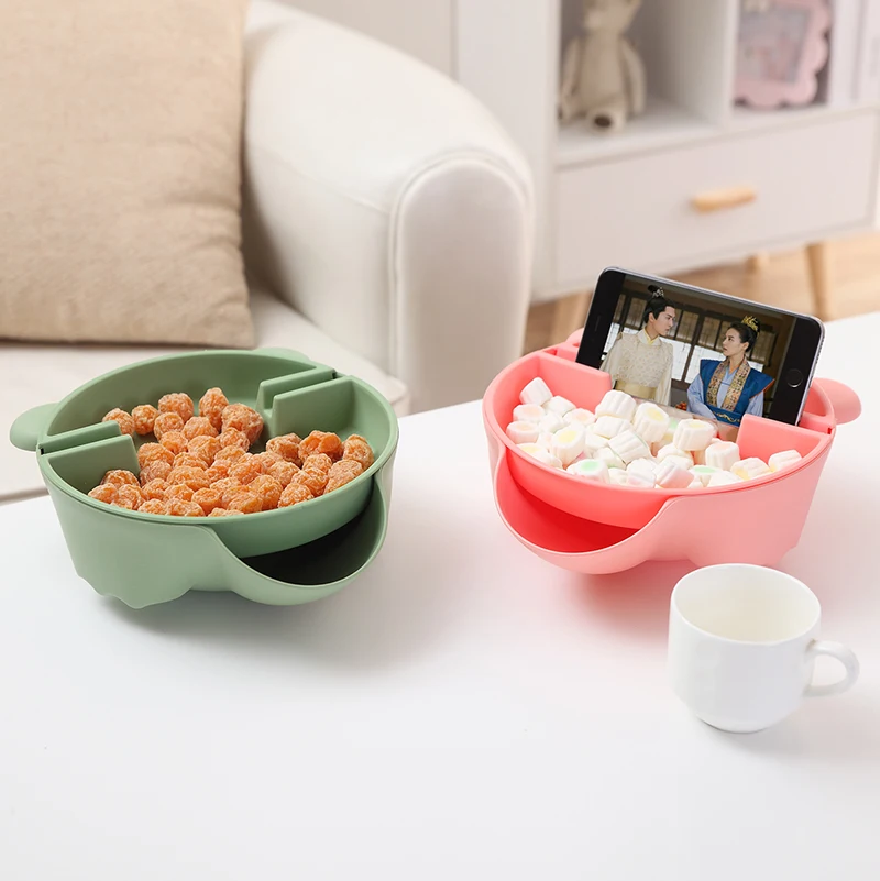 

HS040 Multifunctional Double fruit bowl household fruit plate modern fashion creative PP dry fruit basket 21.5*20*7cm