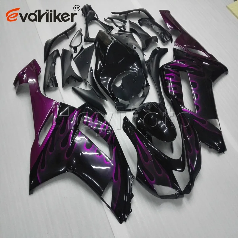 

Motorcycle Fairings hull for ZX6R 2007 2008 purple flames ZX-6R 07 08 ABS motorcycle bodywork kit H3