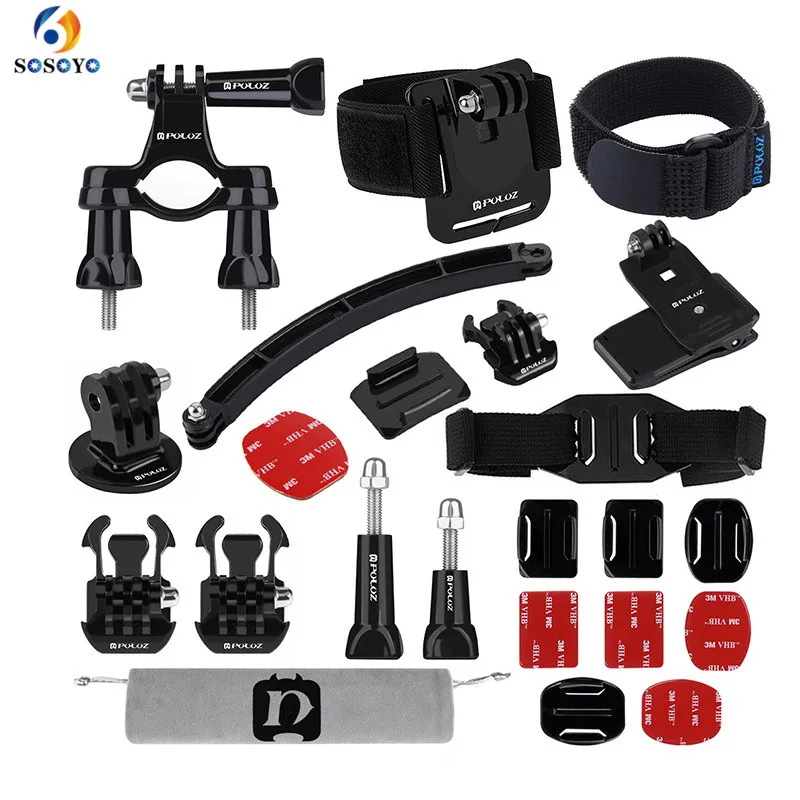 24 in 1 Bike Mount Helmet Strap Extension Arm Combo Kits For GoPro hero 7 6 5 4 3 + 3 Action Camera Accessories Set (2)