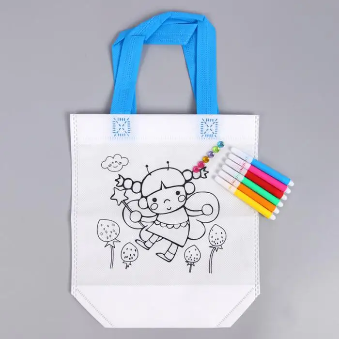 10 шт холщовые сумки для детей DIY Ручная роспись Портативная сумка для рисования живопись HFing
