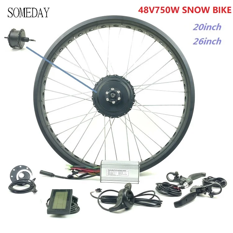 

SOMEDAY 48V750W E-BIKE snow bike Rear cassette wheel hub Motor Electric Bicycle conversion kit fat tire with LCD3 display