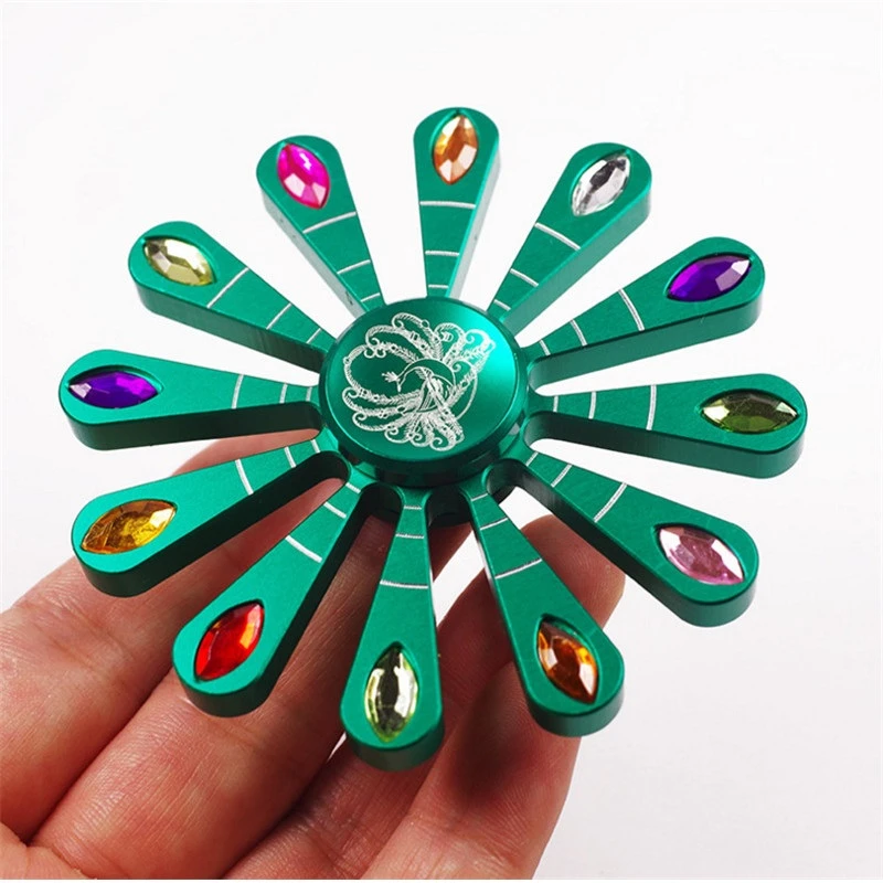 ピーコックフィジェットスピナークリエイティブグリーンメタルハンドスピナーダイヤモンドフィンガースピナー葉ジャイロdecompressieおもちゃ大人の男の子女の子 Gyro Toy Spinner Toyadult Adult Aliexpress