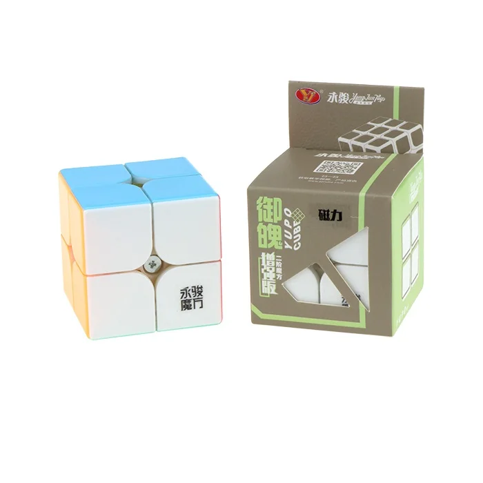 Yongjun Yupo v1 M 2x2x2 Магнитный куб карамельный цвет 2x2 волшебный Профессиональный скоростной куб головоломка твист развивающие игрушки - Цвет: stickerless