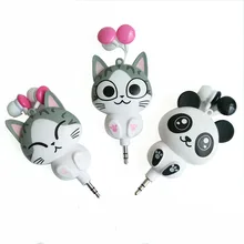 Panda Gato Dos Desenhos Animados retrátil Canaltype dos desenhos animados em fones de ouvido fones de ouvido para o telefone móvel do computador fone de ouvido estéreo