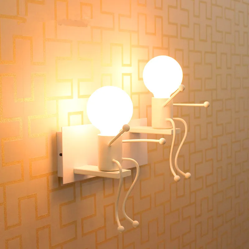 Novelty dolls kids wall light children room red white color paint metal