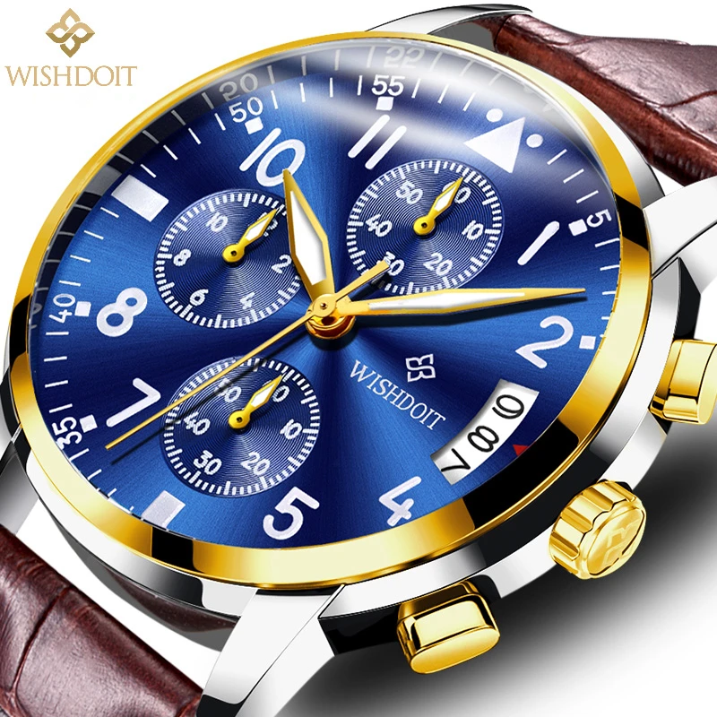 

Watch Men Sport Quartz Fashion Leather Clock Mens Watches Top Brand WISHDOIT Luxury Waterproof Business Watch Relogio Masculino