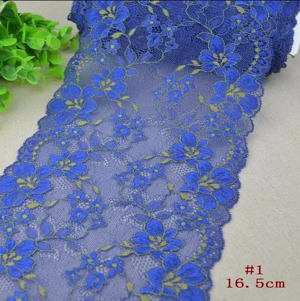 

3 Meters Blue Green Flower Venice Lace Applique Elastic Pretty Lace Trim for Dress Garment Edge Decoration 16.5cm Width