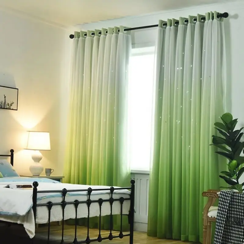 Градиентная цветная занавеска, тюль, двойная марля, занавеска s, прозрачные Занавески для окна для гостиной, спальни, высокое затенение, занавеска для окна