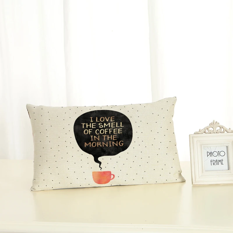 

Letter Pattern Cushion Covers Green Plant Home decoration 30x50 Decorative Beige Linen Pillow Case