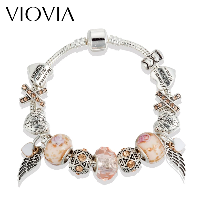 VIOVIA Европейский ангел подвеска крыло браслет для женщин браслеты модные женские браслеты и браслеты ювелирные изделия браслеты подарок B16177