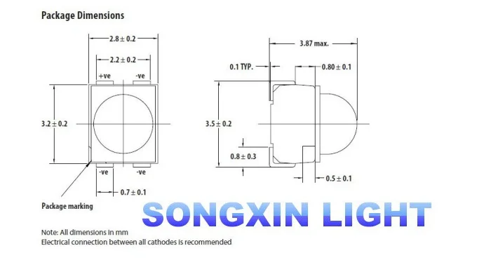 100 шт. 3528 красный светодиод SMD супер мощный PLCC 4 видисветодиодный Tot View 4600 6000mcd диод