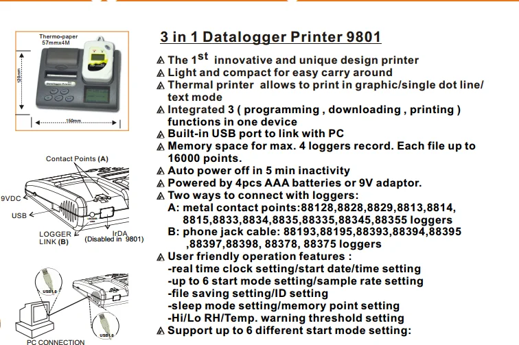 AZ9801 Magazine printer machine with Logger Printer Thermal PrinterTemperature and Humidity Logger Printer (5)