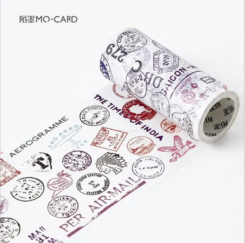 

10cm wide Retro Travel postmark stamp Decorative Washi Tape DIY Scrapbooking Masking Tape School Office Supply Escolar