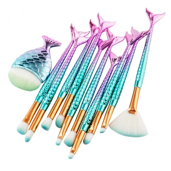 

11PCS Professional Mermaid Makeup Brushes Foundation Eyebrow Eyeliner Blush Powder Cosmetic Concealer Beauty Makeup Brushes Set