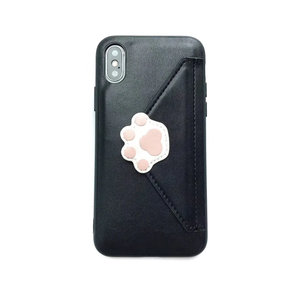 Zxtrby bear claw card holder phone cases for iphone X XR XS Max Cartoon leather Soft case For 6 6s 7 8 plus back cover |