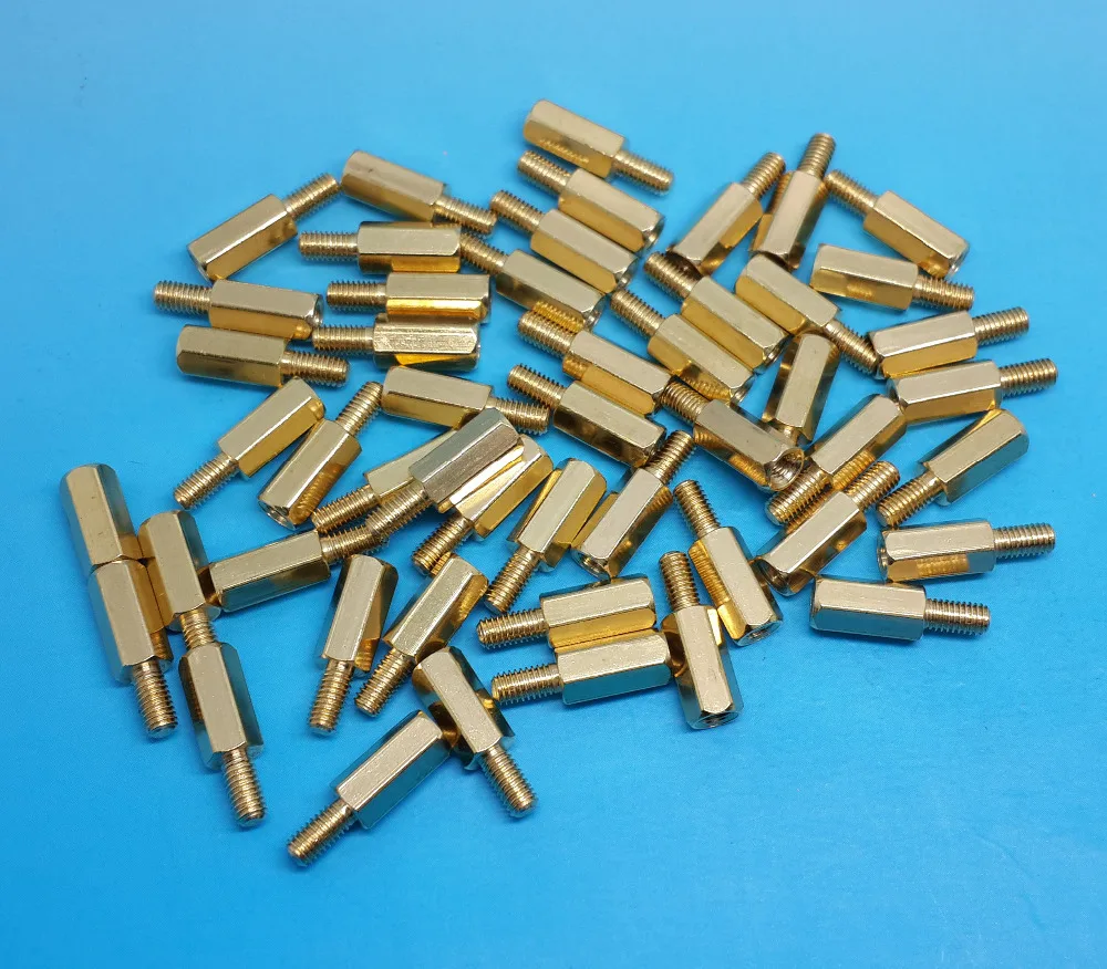 50pcs 10mm + 6mm M3 Brass Hex Stand Off Pillars Male to Femalein
