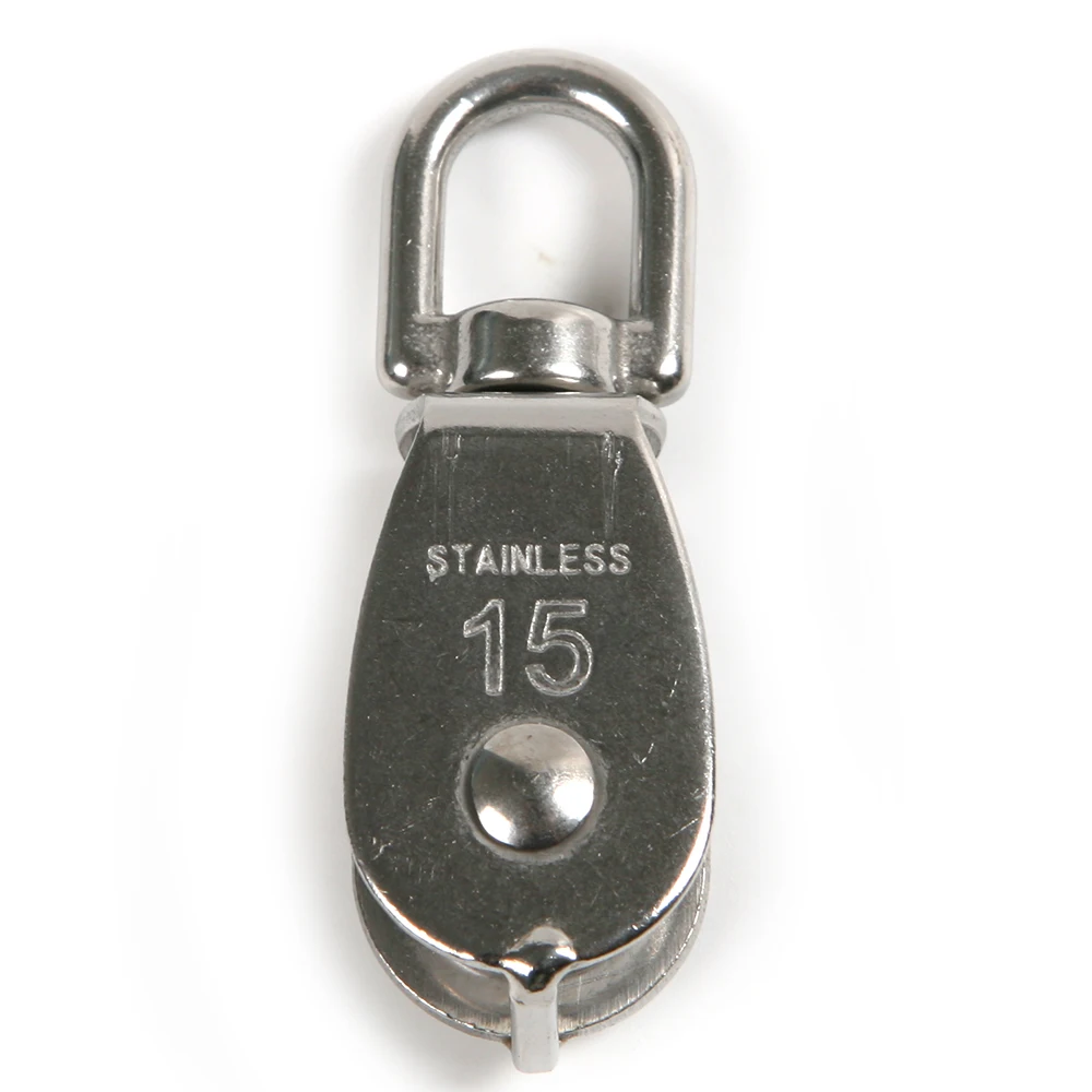 2PCS New Stainless Steel M15 Wheel Swivel Pulley Block Heavy Duty Steel