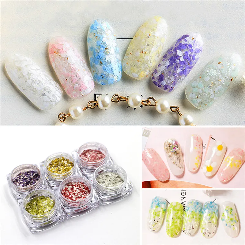 

The new nail cotton candy tablets nail jewelry sequins marble powder jewelry flash powder powder holographic nail glitter