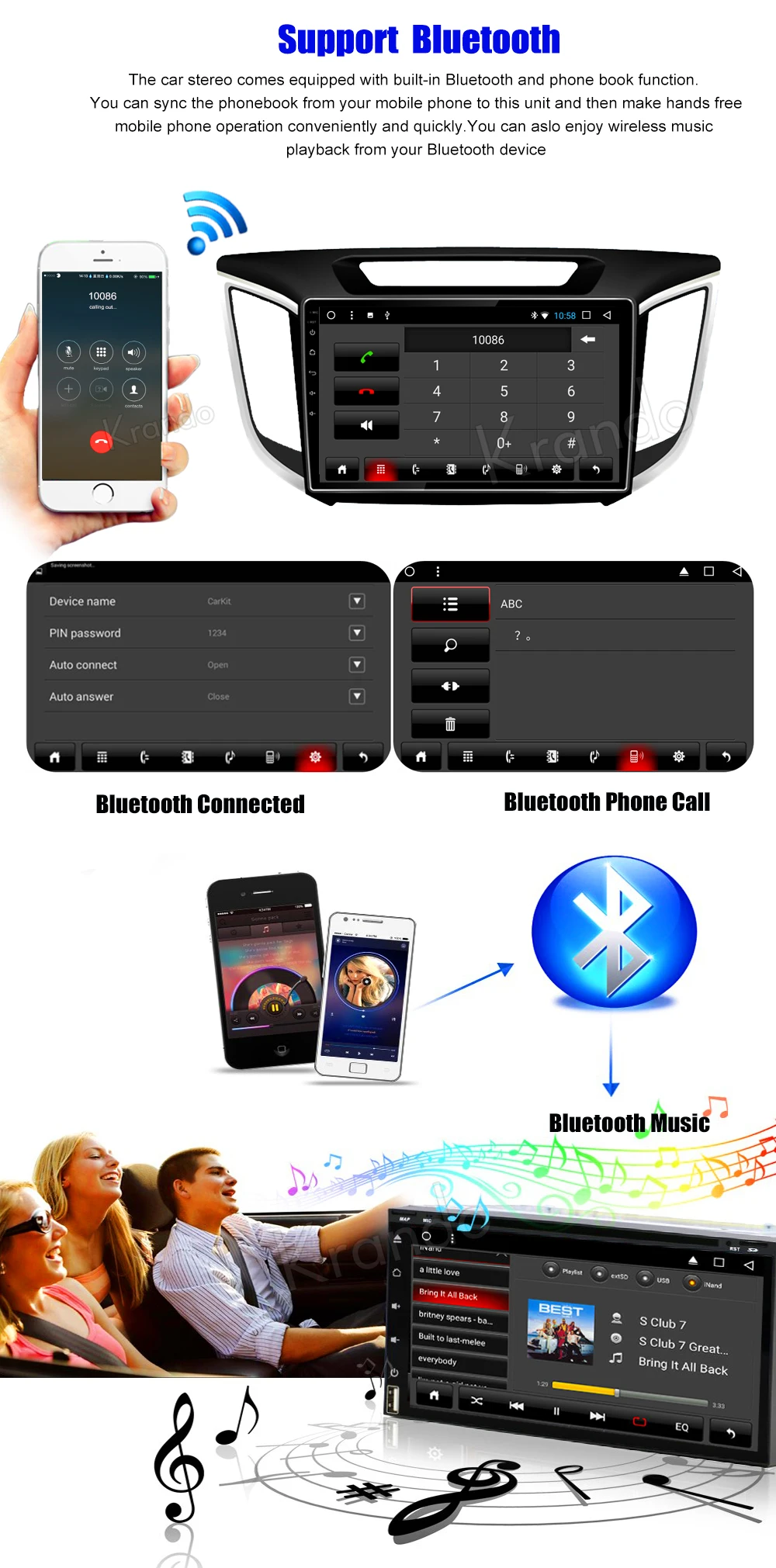 Cheap Krando Android 8.1 10.1" IPS Full touch car Multmedia system for HYUNDAI IX25 / CRETA 2014 audio player gps navigation system 3