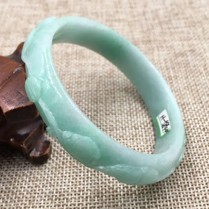 

Hot sell ->@@ A-5840 Vintage Chinese Hand-carved Green Jadeite Jade Gems Bracelet Bangle 57mm NEW -Top quality free shipping