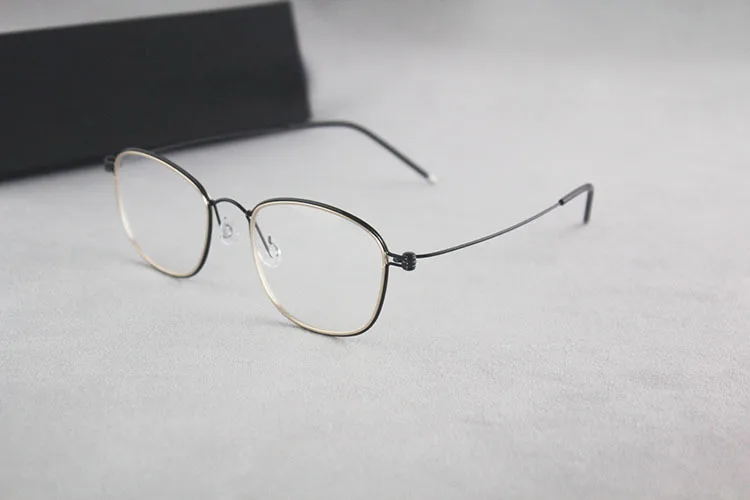 Ультралегкая титановая винтажная квадратная оправа для очков, женские ретро круглые оптические очки, оправа для мужчин, прозрачные очки Oculos - Цвет оправы: Square Gold Black