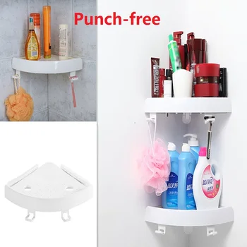

Bathroom Storage Rack Corner Holder Shelves Kitchen Bathroom Punch-free Corner Snap Up Shelf Storage Organizer Shelf Gadgets