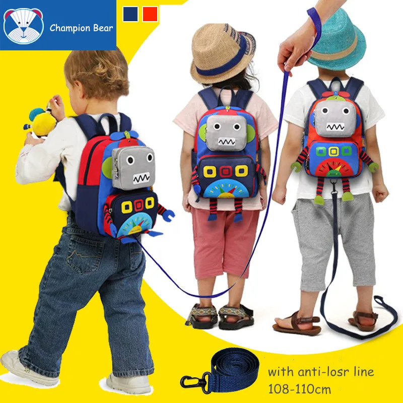 Aged 1 3 6 Harness Toddler Children Backpack Kids Bag Anti lost Robot School Bags For