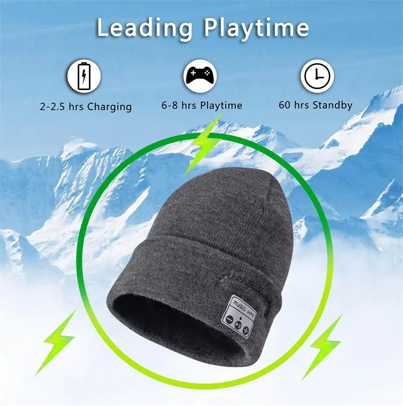 Fashion Bluetooth Beanie Music Hat with Speaker Wileless Bluetooth Headphone Headset Earphone Smart Hat+Touch Screen Gloves