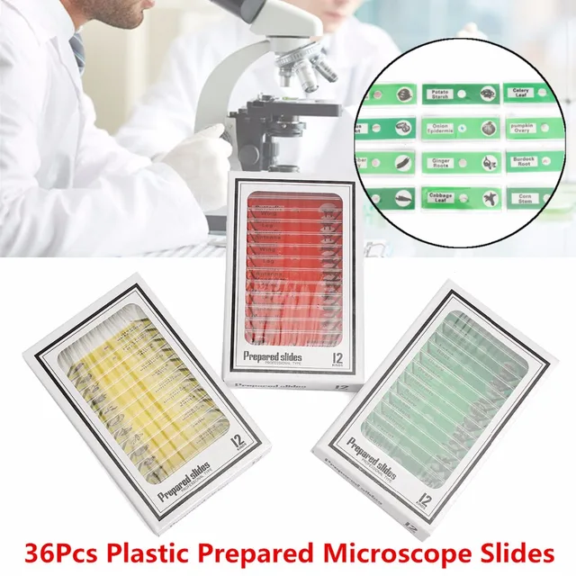 36pcs plastic prepared microscope