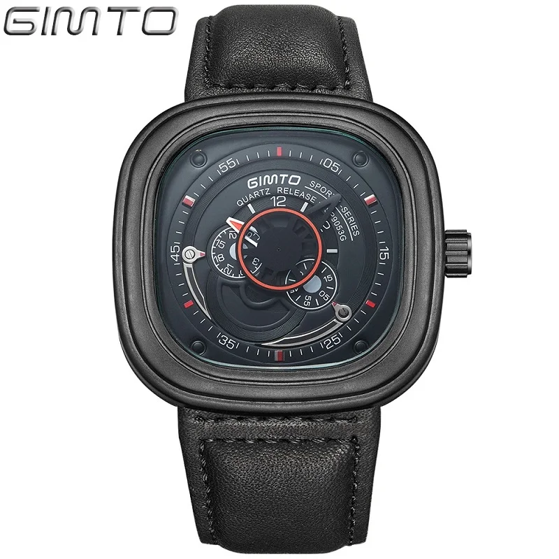 

GIMTO Sports Watches Men Quartz Waterproof Watch Reloj Hombre Men Leather Men's Watches Top Luxury Brand Relogio Masculino