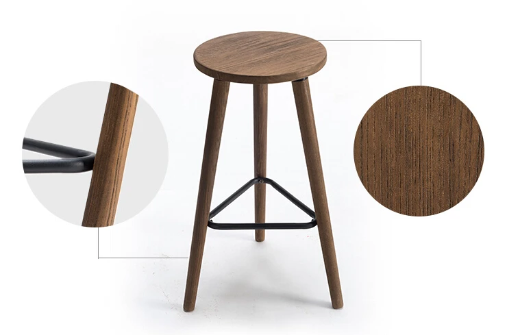 Industrial Vintage Antique Bar Stool Chair Height 66cm Round Seat Wooden Loft Style Furniture Counter Bar Stool Leg Solid Wood Industrial Vintage Antique Bar Stool Chair Height 66cm Round Seat Wooden Loft Style Furniture Counter Bar Stool Leg Solid Wood