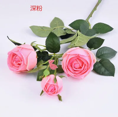 70 см диаметр 9 см 3 головки круглая Роза ветка реальное прикосновение большая белая розовая роза - Цвет: 1 pcs