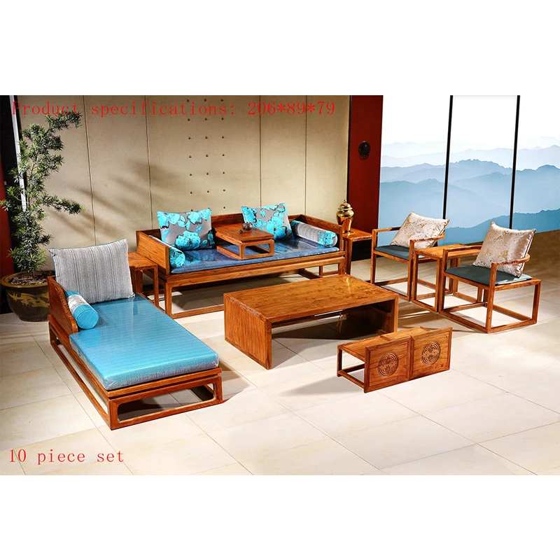 

10 Piece/Set Antique Hedgehog Rosewood Sofa Chair Set Custom Mahogany Furniture For Living Room Rectangle Solid Wood Tea Table