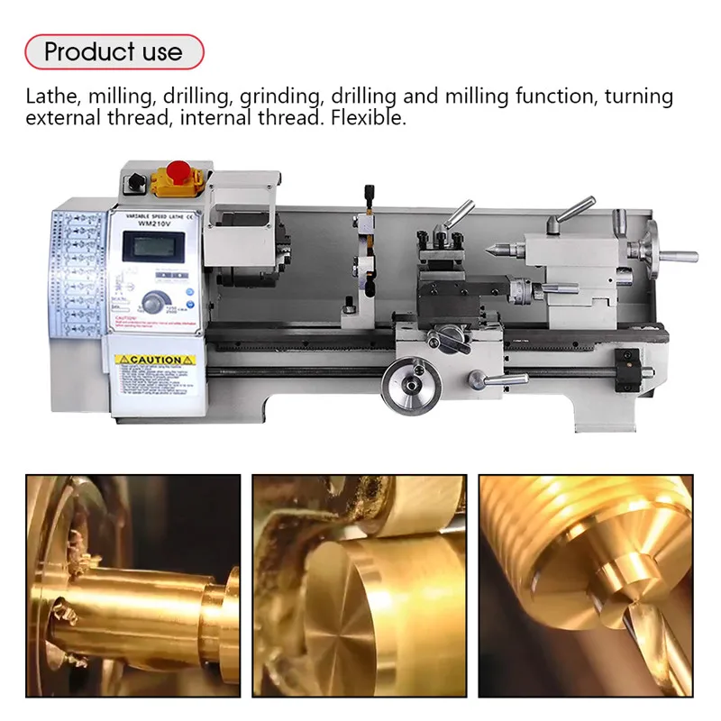Mini Variable-Speed High-Precision DIY Metal Lathe Bench Top Digital RPM 750W For Parts Turning Repair Lathe Center Tool Machine (6)