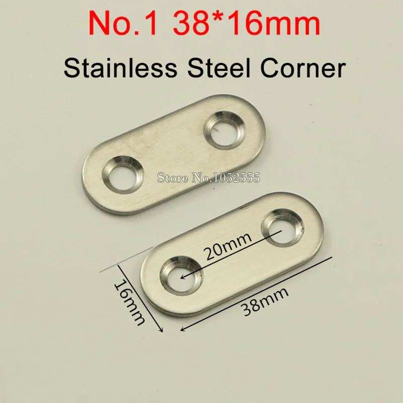 

HOT 500PCS Stainless Steel Straight Corner Braces 38X16mm Flat Metal Frame Board Brackets Furniture Shelf Support Connectors