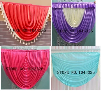 

1pc 1m width ice silk Wedding party event table stairs skirt swag / gate wall canopy Drapery backdrop swags