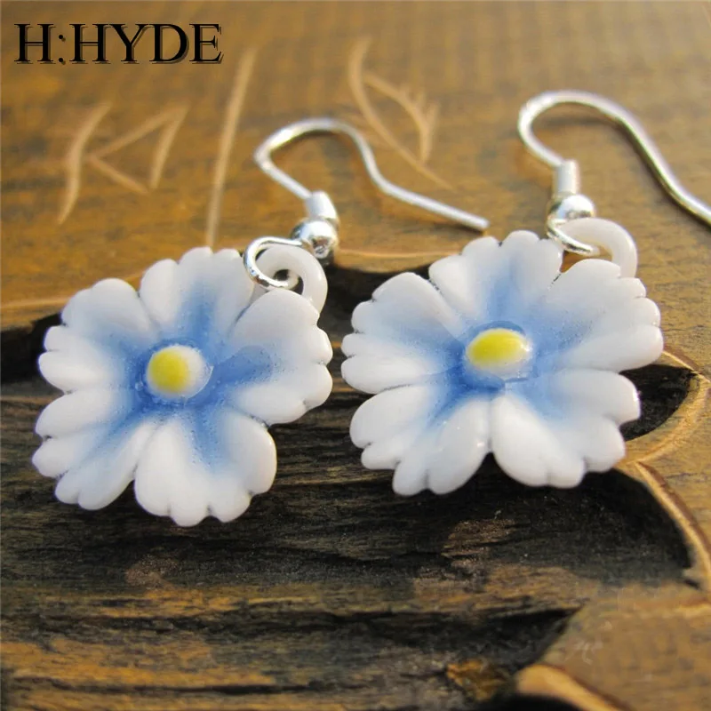 

H:HYDE Fashion Earrings Ethnic Cute Porcelain Jewelry Handmade Ceramic Flower Elegant Dangle Earrings For Women 4 Colors Brincos