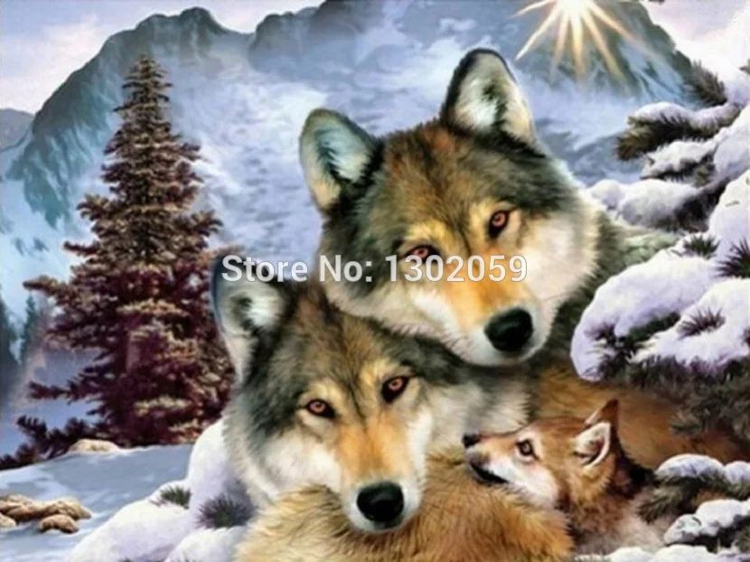 

Available High Quality Embroidery Package Cross Stitch Kit Gray Wolf Animal 18CT/16CT/14CT/11CT/9CT