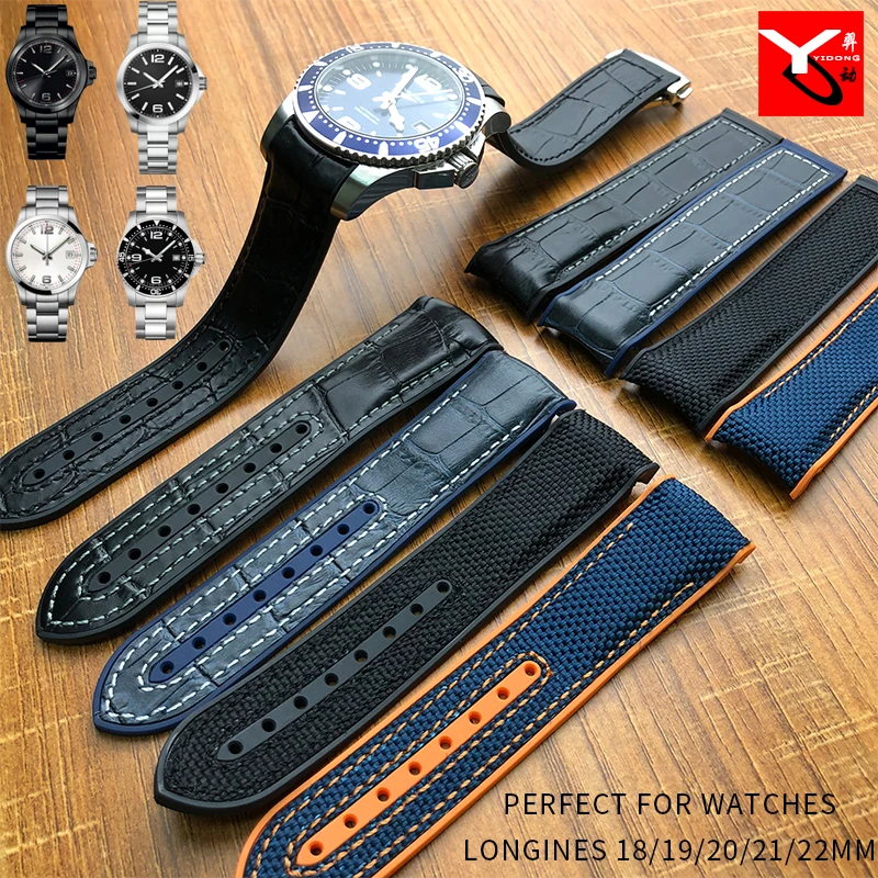 Pulseira de Relógio com Alça de Relógio de Náilon para Longines Acessórios de Relógio Alta Qualidade Borracha Silicone Omega Seamster 19 – 20 21 22mm