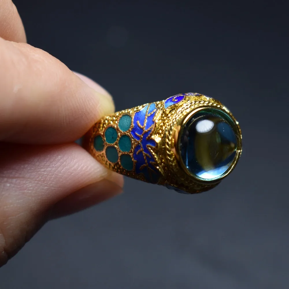 Fine Jewelry реального 925 пробы Серебро s925 100% натуральный драгоценный камень-голубой топаз Перегородчатые женский этнических кольцо для Для