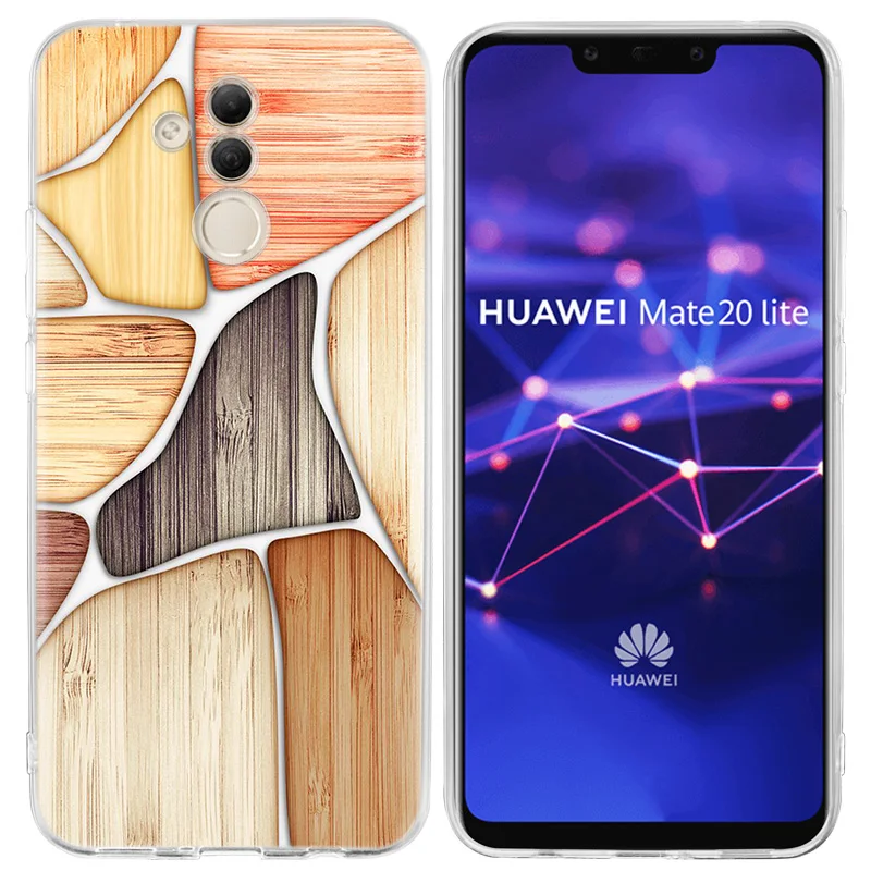 KMUYSL floor wooden timber Wood and flower Silicone Case for Huawei Mate 20 Lite Honor 10 8X Play Y6 Y5 Y7 Y9 Prime 2018 7A Pro