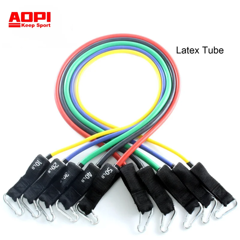 AOPI Workout Resistance Bands 11Set Fitness Pilates Latex Tubing Expanders Exercise Rubber Bands Sport Training Pull Ropes Set