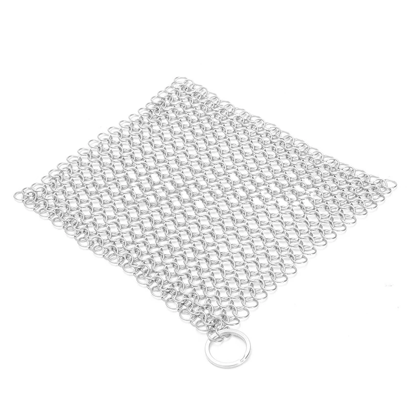 JX-LCLYL Stainless Steel Chainmail Ring Scrubber Cast Iron Skillet Pot Cleaner New