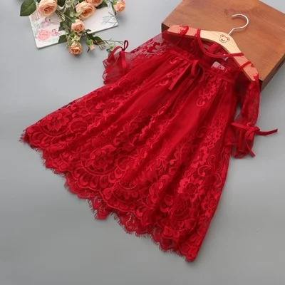 Cekcya/Коллекция года, кружевное платье для девочек детское платье принцессы для маленьких девочек, красное, розовое платье, Robel Fill Vestidos, Детская летняя одежда - Цвет: Красный