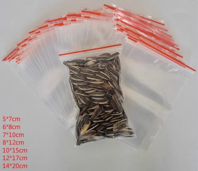 NABAG 100 قطعة/الحزمة واضح الذاتي ختم الرمز البريدي قفل البلاستيك تخزين أكياس تخزين المواد الغذائية تغليف أكياس 10*15 سنتيمتر/ 8*12 سنتيمتر/6*8 سنتيمت...
