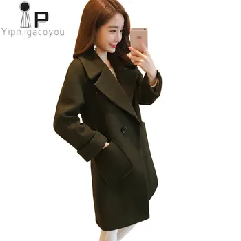 

Warm Winter Women Coats 2020 Big size Loose Long Coat Women Faux Woolen Coat Korean Autumn Elegant Female Overcoat Student Style